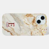 Wit marmeren chic gouden glinsterend monogram Case-Mate iPhone case (Achterkant (horizontaal))