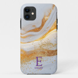 Wit marmeren chic gouden glitters monogram Case-Mate iPhone case