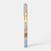 Wit marmeren chic gouden glitters monogram iPhone 16 hoesje (Linkerkant)