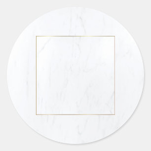 Wit Marmeren Goud Lijst Modern Elegant Blank Plain Ronde Sticker