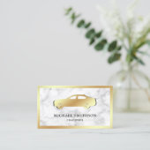 Wit Marmeren Gouden Auto Professionele Chauffeur Visitekaartje (Staand voorkant)