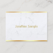 Wit Marmeren Gouden Tekst Elegante Aangepaste Sjab Visitekaartje (Voorkant)