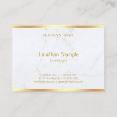Wit Marmeren Gouden Tekst Elegante Aangepaste Sjab Visitekaartje (Achterkant)