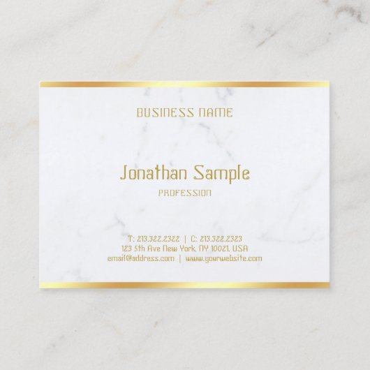 Wit Marmeren Gouden Tekst Elegante Aangepaste Sjab Visitekaartje (Achterkant)