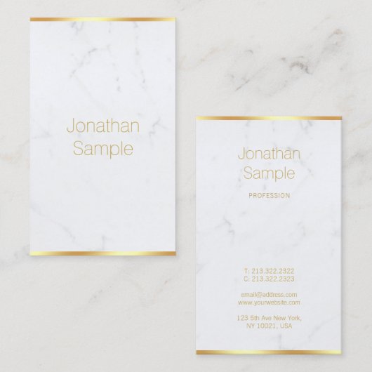 Wit Marmeren Gouden Tekst Moderne Professionele El Visitekaartje (Voorkant / Achterkant)