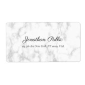 Wit Marmeren Hand Script Luxe Verzendadres Etiket (Voorkant)