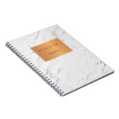 Wit marmeren koperlabel trendy coole school notitieboek (Rechterzijde)