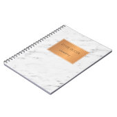 Wit marmeren koperlabel trendy coole school notitieboek (Linkerzijde)