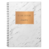 Wit marmeren koperlabel trendy coole school notitieboek (Voorkant)