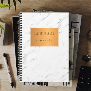 Wit marmeren koperlabel trendy coole school notitieboek