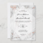 Wit Marmeren Koraal Roze Elegant Roos Gouden bruil Kaart (Voorkant)