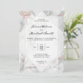Wit Marmeren Koraal Roze Elegant Roos Gouden bruil Kaart (Staand voorkant)