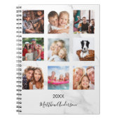 Wit marmeren monogram foto collage notitieboek (Voorkant)