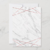 Wit Marmeren Roos Driehoekige Bruiloft Uitnodiging (Achterkant)