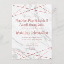 Wit Marmeren Roos Driehoekige Bruiloft Uitnodiging