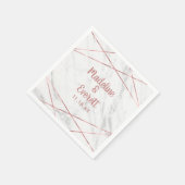 Wit Marmeren Roos Gouden Driehoek Bruiloft Monogra Servet (Hoek)