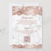 Wit Marmeren Roos Gouden Kant QR Code Moslim Bruil Kaart (Achterkant)