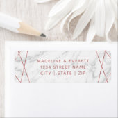 Wit Marmeren Roos Gouden Lijn Bruiloft Retouradres Etiket (Insitu)