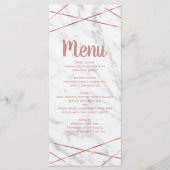 Wit Marmeren Roos Gouden Lijn Geometrische Bruilof Menu (Voorkant)