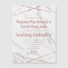 Wit Marmeren Roos Gouden Magnetische Huwelijksuitn Uitnodiging