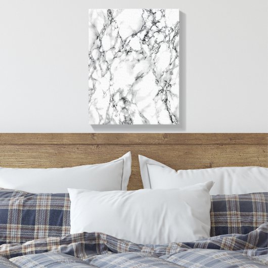 Wit marmeren steen canvas print (Insitu (Slaapkamer))