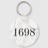 Wit marmeren steen classy hotel kamer nummer metaa sleutelhanger (Voorkant)