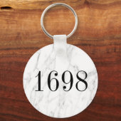Wit marmeren steen classy hotel kamer nummer metaa sleutelhanger (Achterkant)