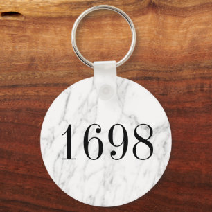 Wit marmeren steen classy hotel kamer nummer metaa sleutelhanger