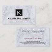 Wit Marmeren Textuur Rood & Zwart Accent Visitekaartje (Voorkant / Achterkant)