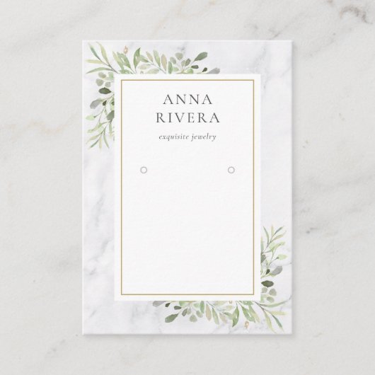 Wit Marmeren Waterverf Groene Sieraden Display Visitekaartje (Voorkant)