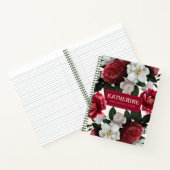  wit maroon roos pioenrozen bloemig notitieboek (Binnen)