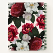  wit maroon roos pioenrozen bloemig notitieboek (Achterkant)