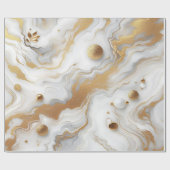 Wit & Mat Goud Marmeren Textuur Achtergrond Ontwer Cadeaupapier (Vlak)