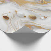 Wit & Mat Goud Marmeren Textuur Achtergrond Ontwer Cadeaupapier (Hoek)