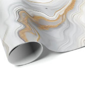 Wit & Mat Goud Marmeren Textuur Achtergrond Ontwer Cadeaupapier (Rol Hoek)