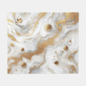 Wit & Mat Goud Marmeren Textuur Achtergrond Ontwer Fleece Deken (Voorkant (Horizontaal))
