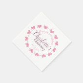 Wit meisje doopservetten met roze bloemen servet (Hoek)