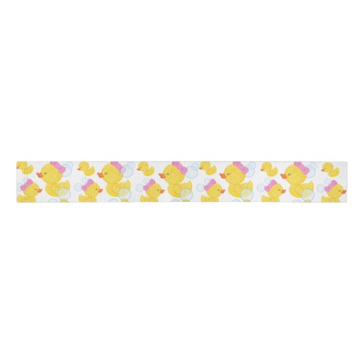 Wit Meisje Rubber Ducky Grosgrain Lint (Voorkant)
