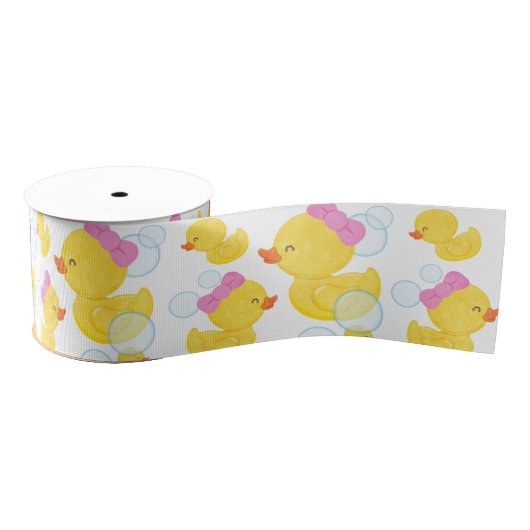 Wit Meisje Rubber Ducky Grosgrain Lint (Spoel)