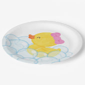 Wit Meisje Waterverf Rubber Duck Party Papieren Bordje (Gekanteld)