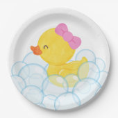 Wit Meisje Waterverf Rubber Duck Party Papieren Bordje (Voorkant)