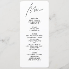 Wit menu Wit rondbruiloft in gewoon script