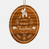 Wit Merry Christmas Ornament Mahogany Wood (Rechts)