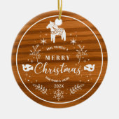 Wit Merry Christmas Ornament Mahogany Wood (Voorkant)