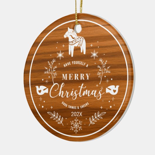 Wit Merry Christmas Ornament Mahogany Wood (Links)