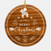 Wit Merry Christmas Ornament Mahogany Wood (Achterkant)