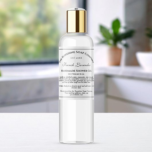 Wit met Black Text Cosmetics Label 2,5" x 2,5"