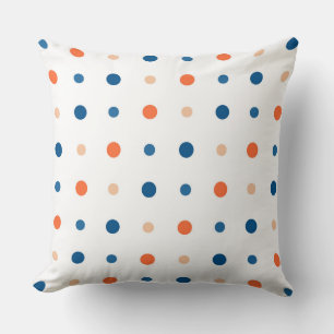 Wit met blauwe en oranje stippen kussen