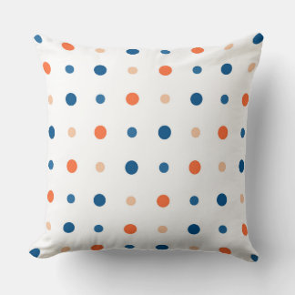 Wit met blauwe en oranje stippen kussen