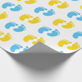 WIT MET BLAUWE & GELE BABY VOETEN CADEAUPAPIER (Hoek)